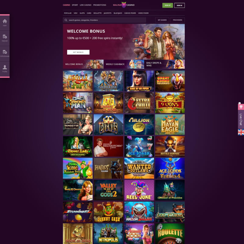 Malina Casino screenshot 1