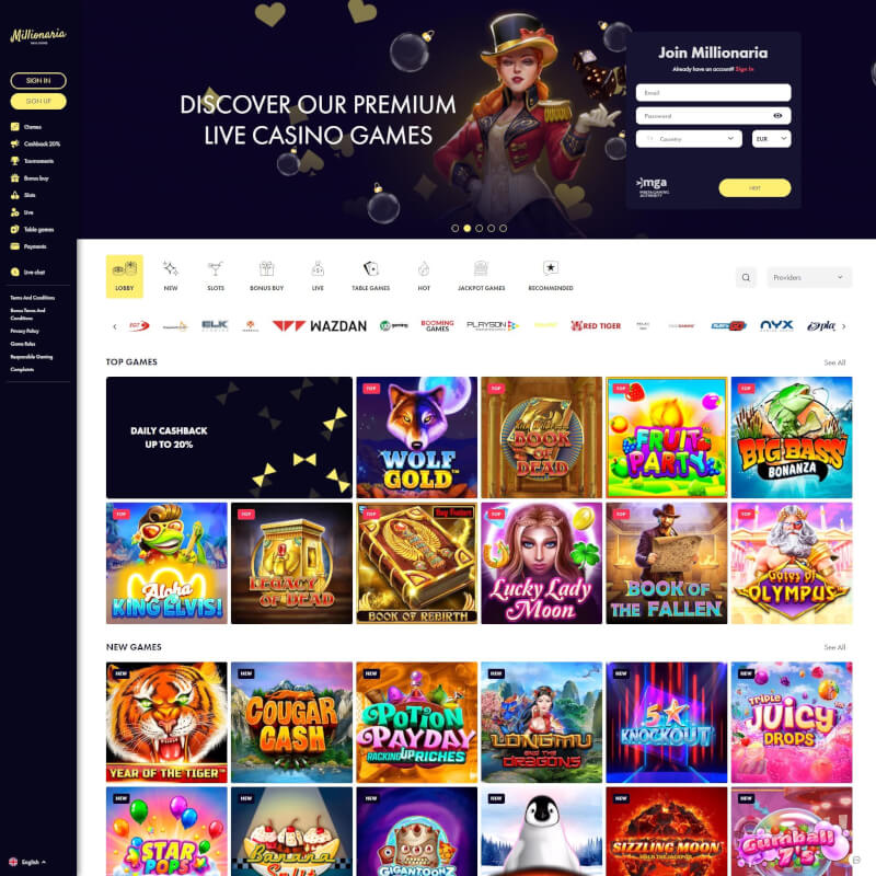 Millionaria Casino screenshot 1