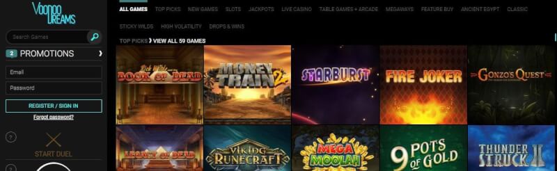 voodoo desires homepage offers casino games, الإيداع الأول الإضافي وحملات شعار اللاعبين الجدد