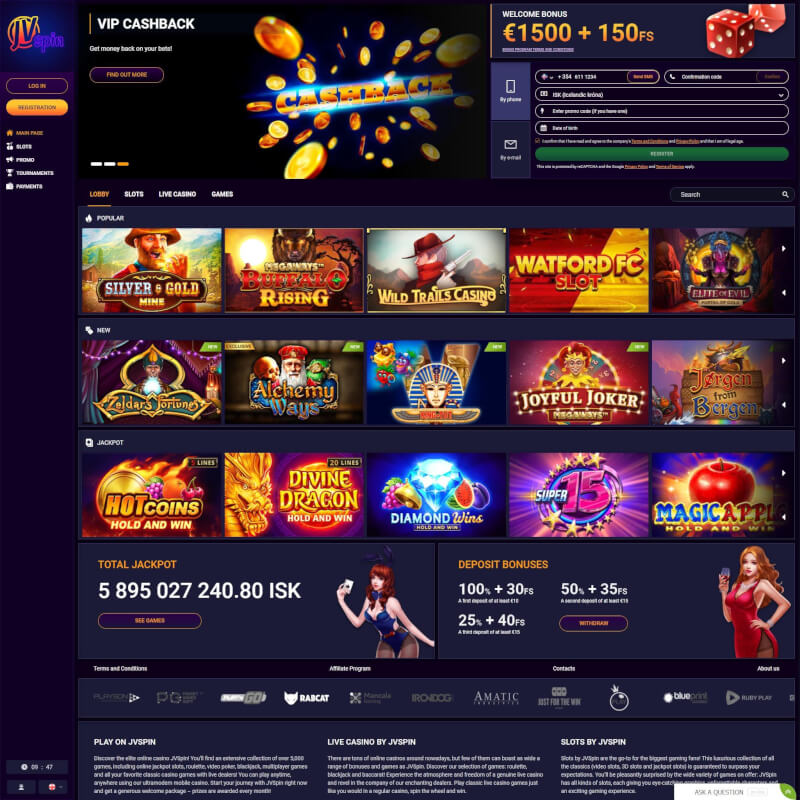 JVSpin Casino screenshot 1