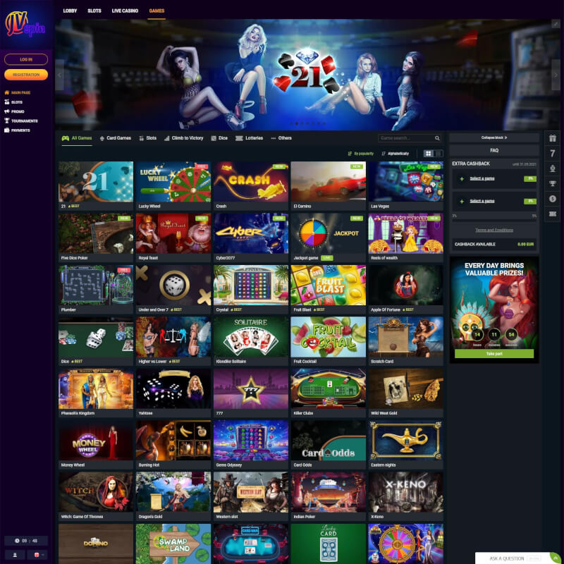 JVSpin Casino screenshot 2