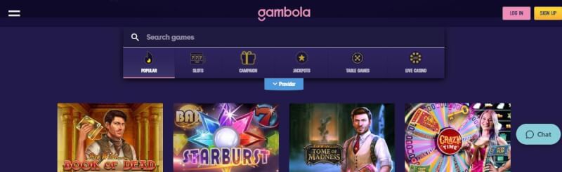gambola homepage provides casino games and campaigns for new players-logo
